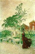 Carl Larsson i blasten-ett vindkast-stina oil painting reproduction
